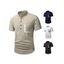 T-shirt Demi-Bouton en Couleur Contrastée avec Poche en Avant Manches Courtes à Col Debout - Blanc XXL