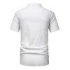 T-shirt Demi-Bouton en Couleur Contrastée avec Poche en Avant Manches Courtes à Col Debout - Blanc XL