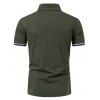 T-shirt Décontracté en Couleur Contrastée Manches Courtes à Col Relevé - Vert Armée XL