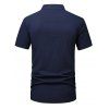 T-shirt Demi-Bouton en Couleur Contrastée avec Poche en Avant Manches Courtes à Col Debout - Cadetblue M