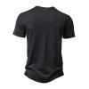 T-shirt de Base Simple Demi-Bouton Manches Courtes à Col Rond - Noir XXL