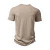 T-shirt de Base Simple Demi-Bouton Manches Courtes à Col Rond - Kaki Léger XL