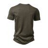 T-shirt de Base Simple Demi-Bouton Manches Courtes à Col Rond - Vert Armée XXL