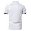 T-shirt Décontracté en Couleur Contrastée Manches Courtes à Col Relevé - Blanc XL