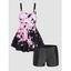 Plus Size & Curve Tankini Swimsuit Flower Print Modest Swimwear Adjustable Strap Boyleg Bathing Suit - multicolor A 3X