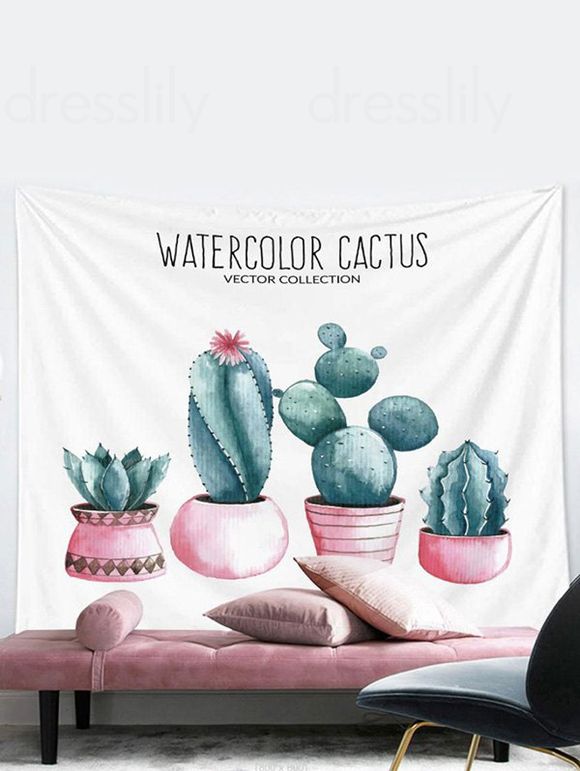 Tapisserie Murale à Imprimé Cactus Décor Maison - Vert clair 150 CM X 130 CM