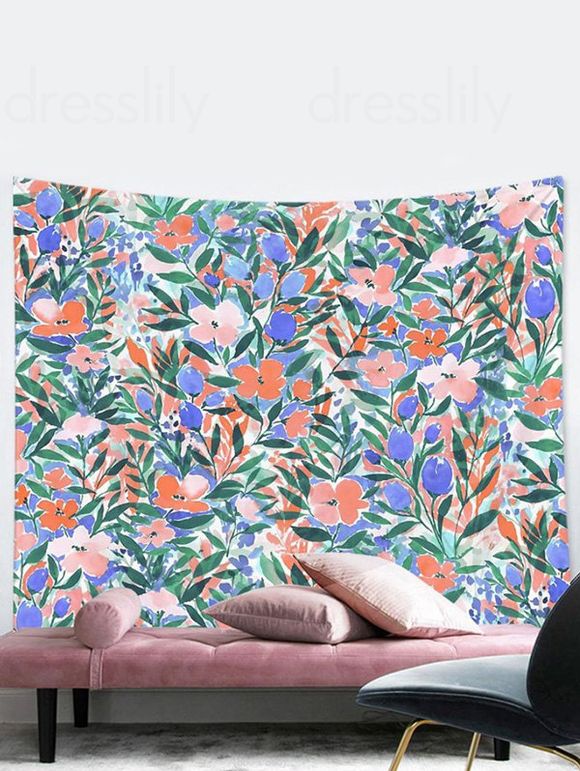 Tapisserie Murale à Imprimé Feuilles et Fleurs Partout Décor Maison - multicolor A 150 CM X 130 CM