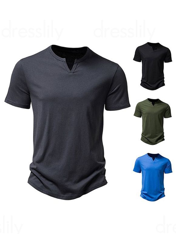 T-shirt de Base Simple en Couleur Unie Manches Courtes à Col Rond - Gris Foncé XL