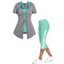 Ensemble de Tops Courts Décontractés Croisés à Double Boutons Ourlet Pointu et de Legging Moulant à Lacets - multicolor S