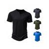 T-shirt de Base Simple en Couleur Unie Manches Courtes à Col Rond - Noir XXL