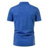 T-shirt Décontracté en Couleur Unie Manches Courtes à Col Relevé - Bleu XXL