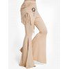 Pantalon Lâche Long Fendu Lune Etoile Soleil à Taille Elastique - café lumière L