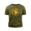 T-shirt Décontracté à Imprimé Lune Soleil Manches Courtes à Col Rond - Vert Armée 2XL