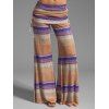 Draped Ruched Chain Embellishment Tank Top And Tie Dye Print Cinched Foldover Wide Leg Pants Casual Outfit - multicolor S