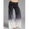 Ombre Print Wide Leg Pants Cinched Foldover Elastic Waist Long Relaxed Pants