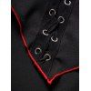 Robe Asymétrique Superposée Contrastée Embellie D'œillet à Chaîne à Lacets - Noir XL