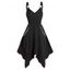 Contrast Pipe Dress Grommet Lace Up Chain Embellishment Overlay Asymmetrical Hem Dress - BLACK XXL