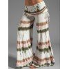 Plus Size Butterfly Lace O Ring Crossover Tank Top And Tie Dye Cinched Long Wide Leg Flare Pants Outfit - multicolor L