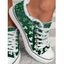 Flour Leaf Clover Print Frayed Hem Lace Up Outdoor Canvas Shoes - Vert clair EU 36