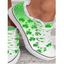 Flour Leaf Clover Print Frayed Hem Lace Up Outdoor Canvas Shoes - Vert clair EU 42