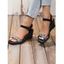 Printed Wedge Heels Buckle Strap Square Toe Outdoor Sandals - Noir EU 36
