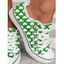 Four Leaf Clover Print Frayed Hem Lace Up Outdoor Canvas Shoes - Vert profond EU 41