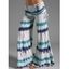 Tie Dye Print Wide Leg Pants Cinched Foldover Elastic Waist Long Relaxed Pants - multicolor L