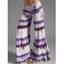 Tie Dye Print Wide Leg Pants Cinched Foldover Elastic Waist Long Relaxed Pants - multicolor L