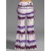 Pantalon Décontracté Long Sanglé Teinté Imprimé Jambe Large à Taille Elastique - Concorde XXL