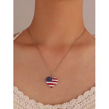 

Heart Shaped Star Striped Print Patriotic Necklace, Multicolor