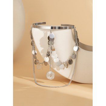 

Geometric Sequined Chain Embellishment Arm Chain Adjustable Armlet, Silver