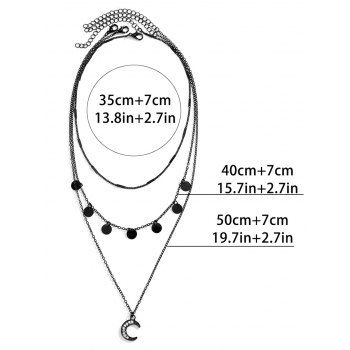 Gothic Necklace Geometric Sequined Rhinestone Moon Pendants Layered Necklace