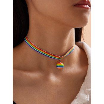 

Rainbow Color Striped Ball Trendy Choker, Multicolor