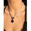 Collier Pendant Géométrique Gothique Bicolore en Fausse Perle - Noir 