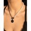 Collier Pendant Géométrique Gothique Bicolore en Fausse Perle - Noir 