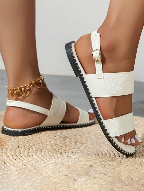Plain Color Open Toe Flat Platform Slip On Outdoor Sandals