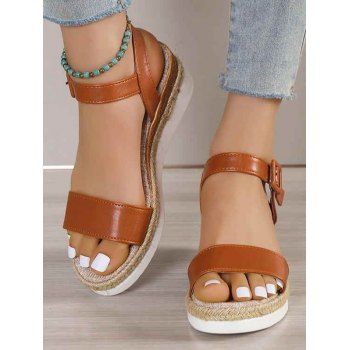 

Open Toe Buckle Strap Wedge Heels Outdoor Sandals, Brown