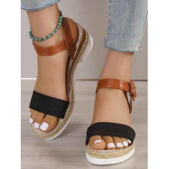 

Open Toe Buckle Strap Wedge Heels Outdoor Sandals, Black