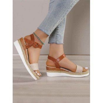 

Open Toe Buckle Strap Wedge Heels Outdoor Sandals, Beige