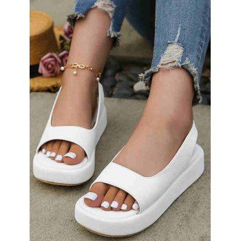 

Plain Color Open Toe Slip On Thick Platform Outdoor Sandals, White