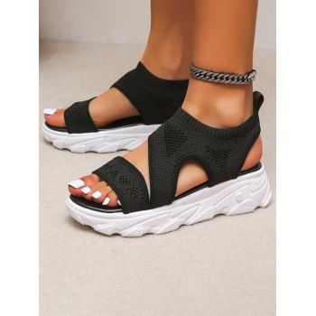 

Breathable Open Toe Slip On Thick Platform Outdoor Casual Sandals, Black