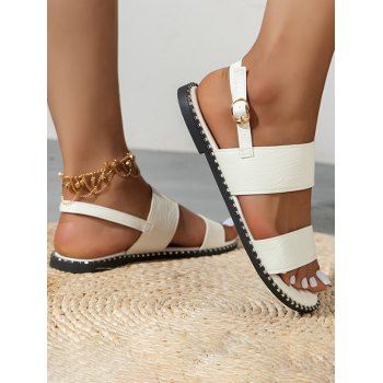 

Plain Color Open Toe Flat Platform Slip On Outdoor Sandals, White