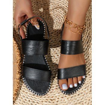 

Plain Color Open Toe Flat Platform Slip On Outdoor Sandals, Black