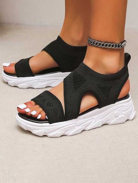 Breathable Open Toe Slip On Thick Platform Outdoor Casual Sandals - Noir EU 39