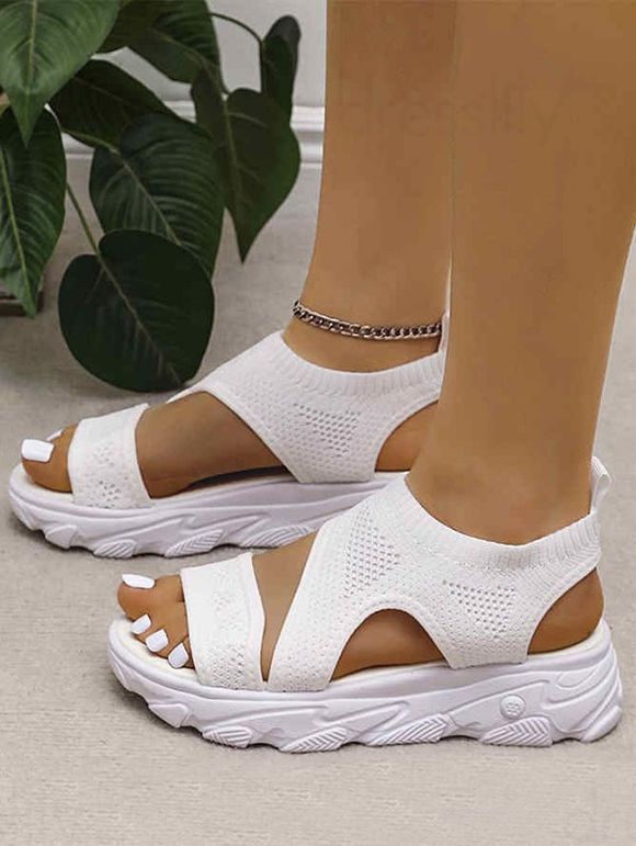 Breathable Open Toe Slip On Thick Platform Outdoor Casual Sandals - Blanc EU 42