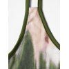 Tie Dye Print Asymmetric Dress Butterfly Lace Insert Dual Strap Cami Dress - GREEN S