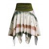 Tie Dye Print Asymmetric Mini Skirt Colorblock Irregular Hem Handkerchief Skirt
