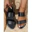 Plain Color Open Toe Flat Platform Slip On Outdoor Sandals - Noir EU 43