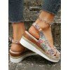Crossover Open Toe Buckle Strap Wedge Heels Outdoor Sandals - multicolor A EU 36