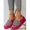 Sequined Open Toe Slip On Thick Platform Outdoor Slippers - Rouge Rose EU 42